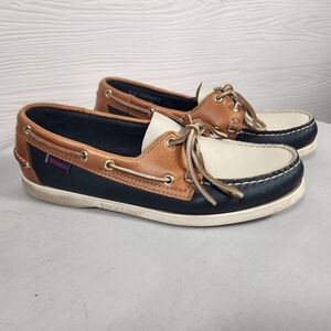 Sebago Men's Dockside Boat Shoes Size 8.5 Wide Loafers Navy Brown
